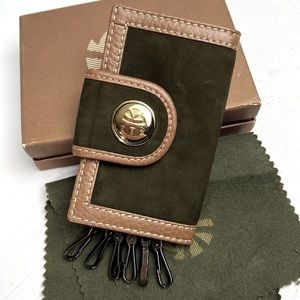 Auth. LOEWE KNAPPE Suede Leather 6 Ring Key Holder brown wallet vtg w.box unisex